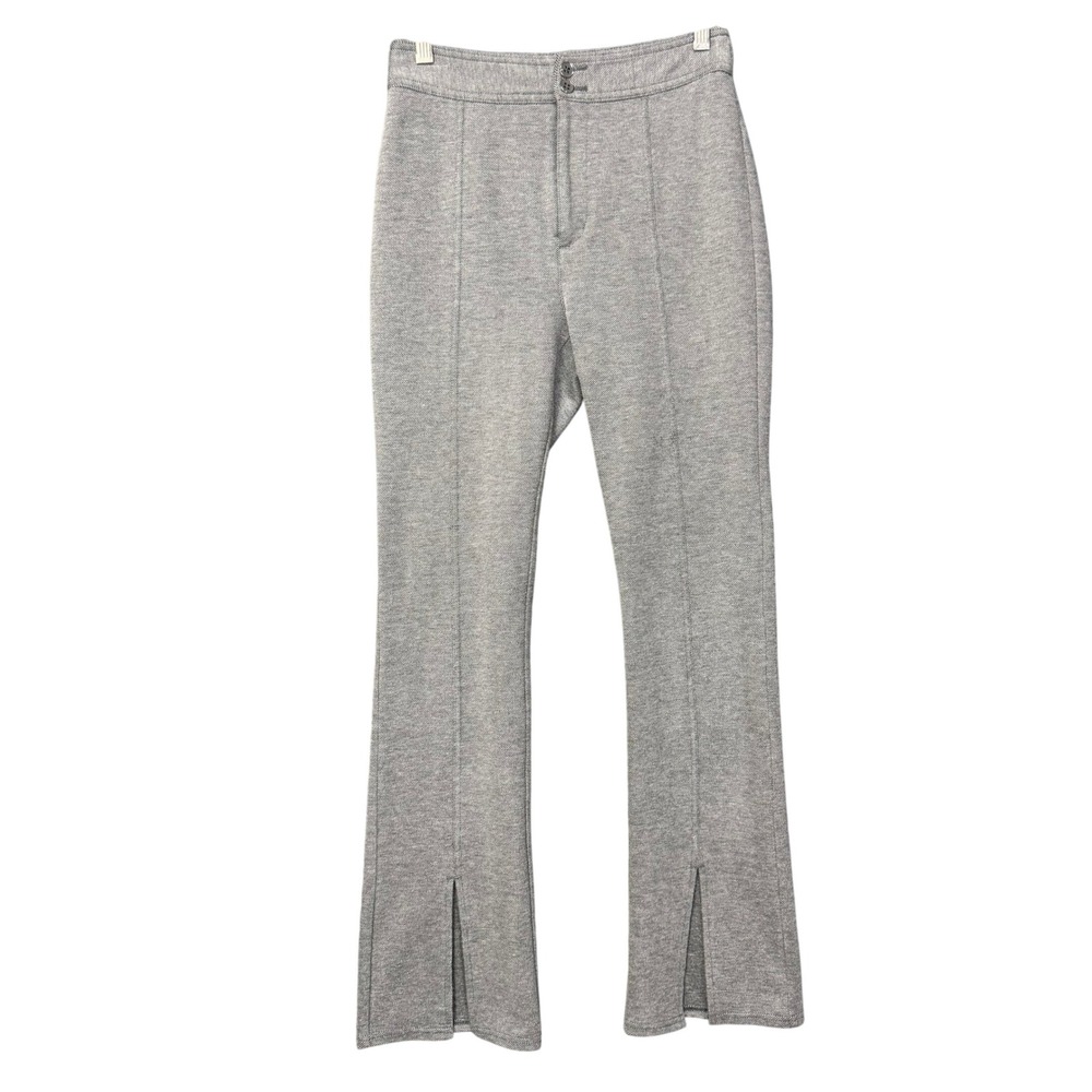 Maeve Anthropologie Pants Womens 2 Gray Flare Slit Hem Seam Front Knit Tweed